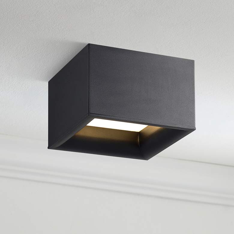 Image 1 Bloc 7 1/4" Wide Black Square LED Ceiling Light