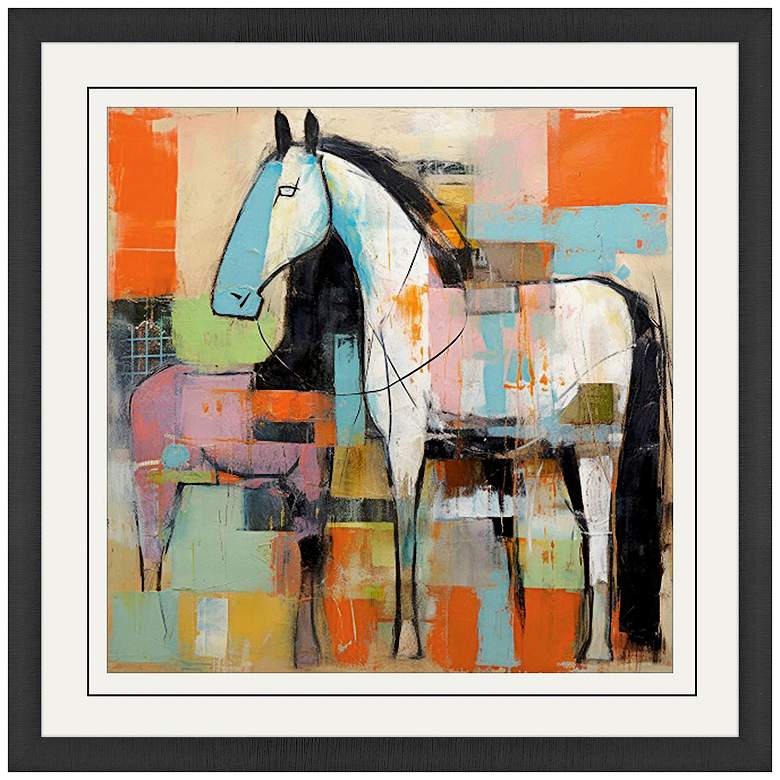 Image 1 Block Horse Impression I 33"W x 33"H Framed Art