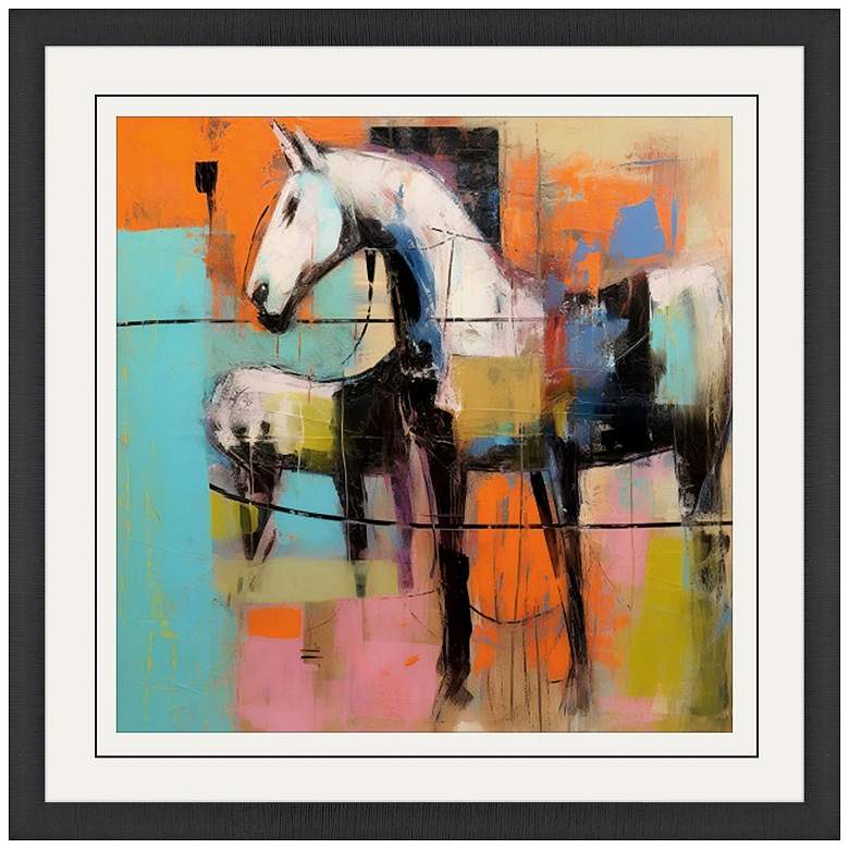 Image 1 Block Horse Impression II 33"W x 33"H Framed Art