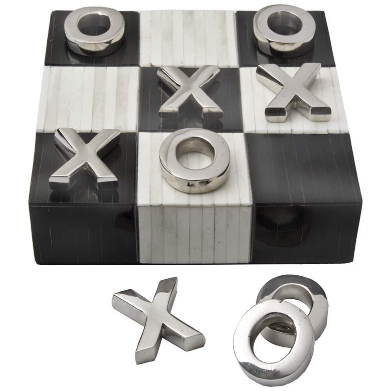 Image 1 Block Natural and Black Bone Tic Tac Board