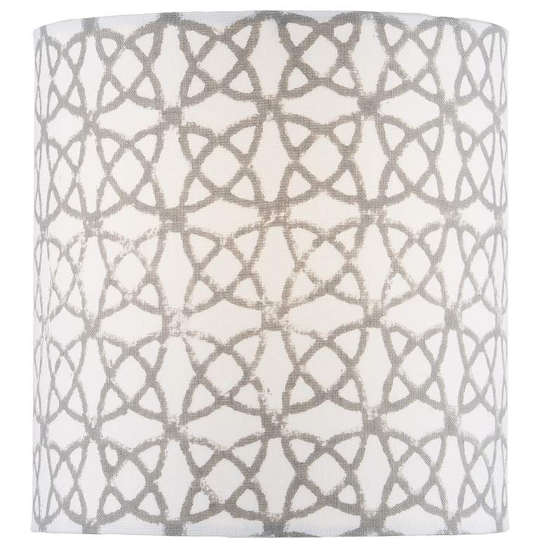 Image 1 Block Print Drum Chandelier Shade - Gray