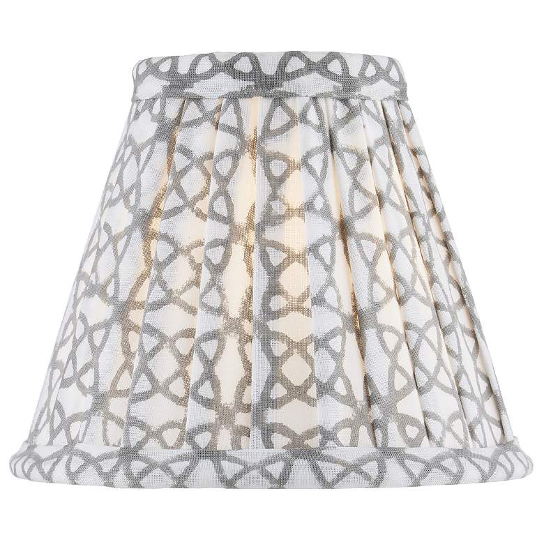 Image 1 Block Print Pleated Chandelier Shade - Gray