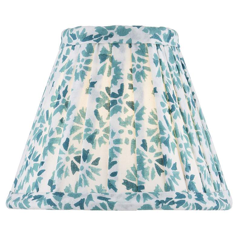 Image 1 Block Print Pleated Chandelier Shade - Green