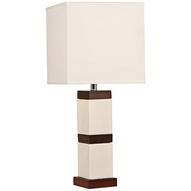 Image 1 Block-Stripe Tech White Ceramic Column Table Lamp