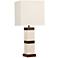 Block-Stripe Tech White Ceramic Column Table Lamp