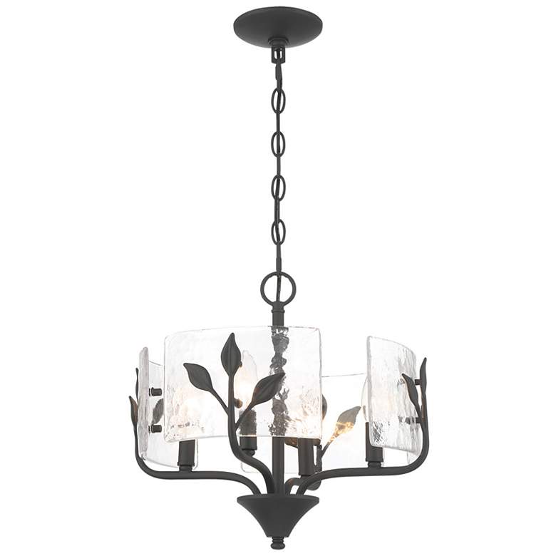 Image 1 Bloem 4 Light Pendant in Natural Black with Hammered Water Glass