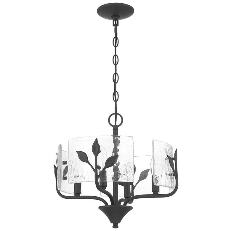 Image 2 Bloem 4 Light Pendant in Natural Black with Hammered Water Glass more views