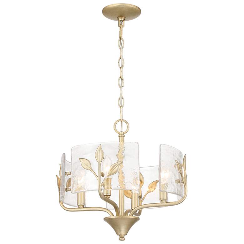 Image 1 Bloem 4 Light Pendant in White Gold with Hammered Water Glass