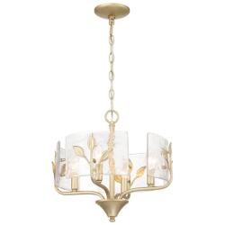 Bloem 4 Light Pendant in White Gold with Hammered Water Glass