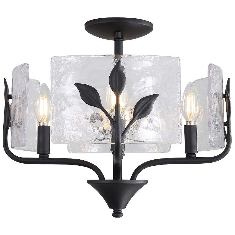 Image 2 Bloem 4 Light Semi-Flush in Natural Black with Hammered Water Glass more views