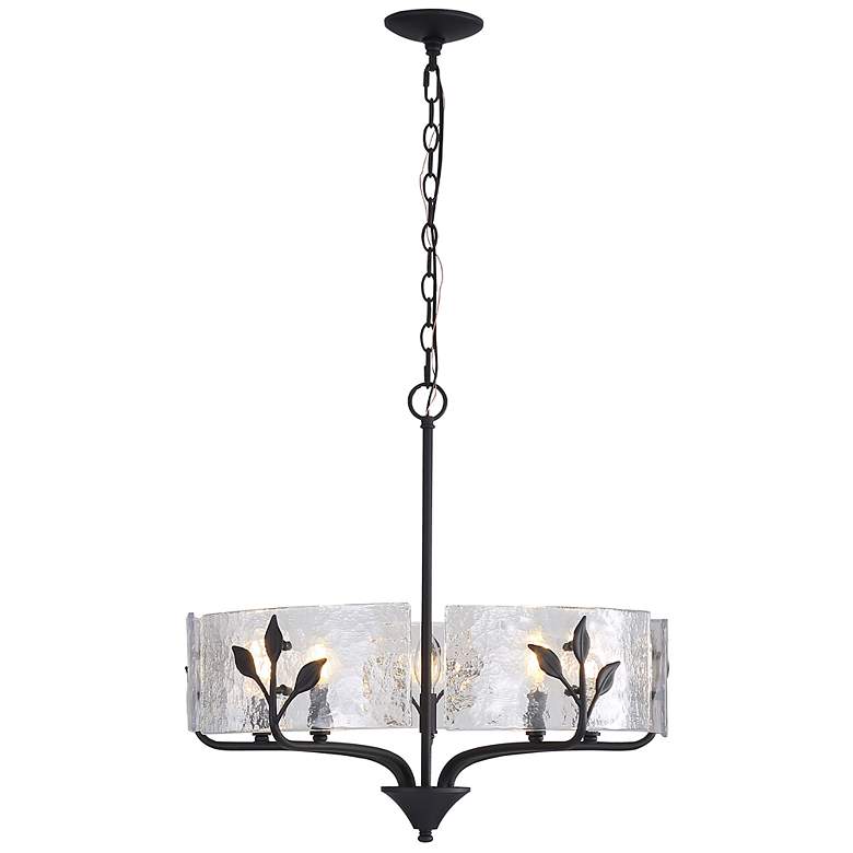 Image 1 Bloem 5 Light Pendant in Natural Black with Hammered Water Glass