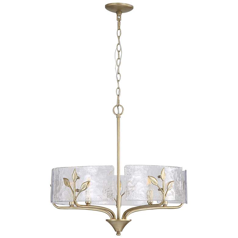 Image 1 Bloem 5 Light Pendant in White Gold with Hammered Water Glass