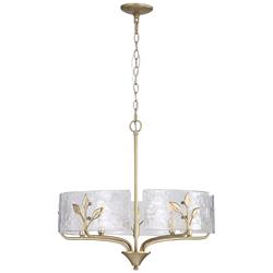 Bloem 5 Light Pendant in White Gold with Hammered Water Glass