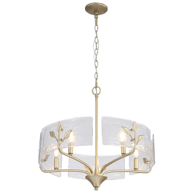 Image 2 Bloem 5 Light Pendant in White Gold with Hammered Water Glass more views