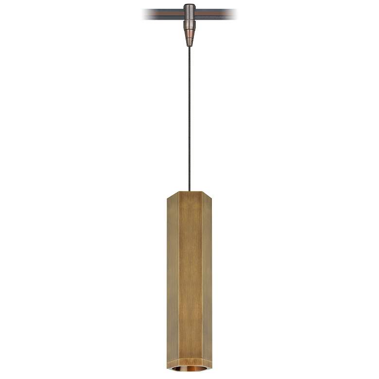 Image 1 Blok 3 1/4 inch Wide Aged Brass LED Monorail Mini Pendant Light