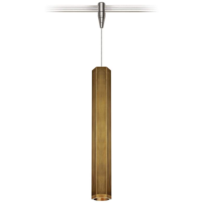Image 1 Blok 3 1/4 inchW Aged Brass and Nickel LED Monorail Mini Pendant