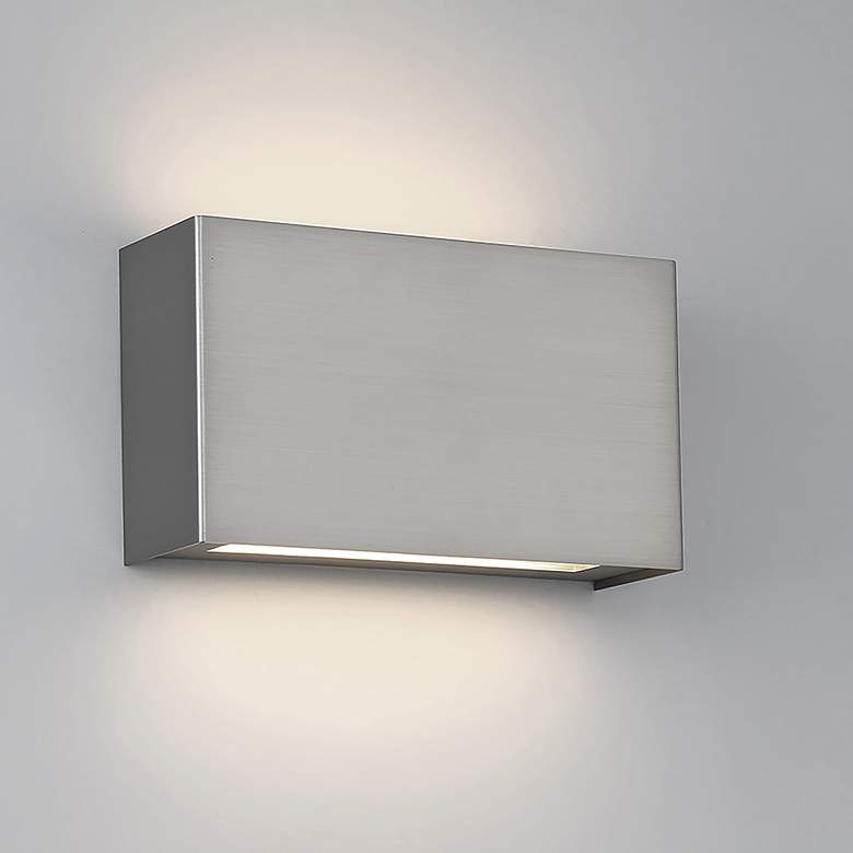 Image 1 Blok 7"H Nickel LED Wall Sconce w/ Emergency Backup Battery