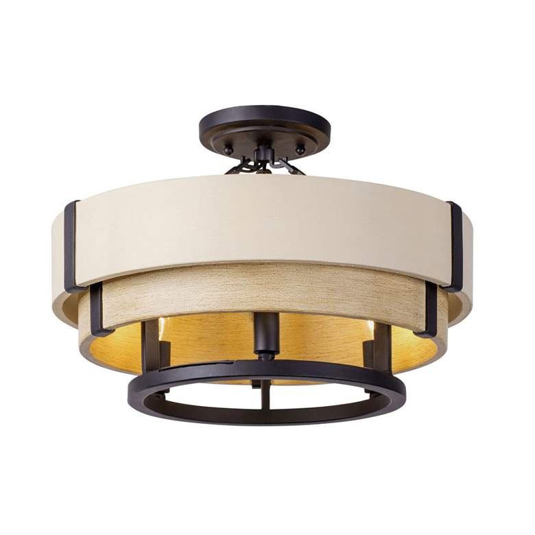 Image 3 Blonde Moment 3-Lt Semi-Flush - Matte Black/Honey/Medium Oak more views