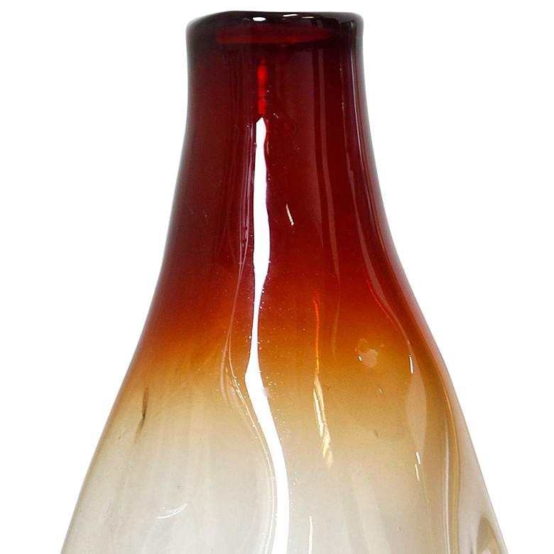 Image 2 Blood Orange Ombre Rain Drop Glass Vase - Hand Blown Decorative Vase more views