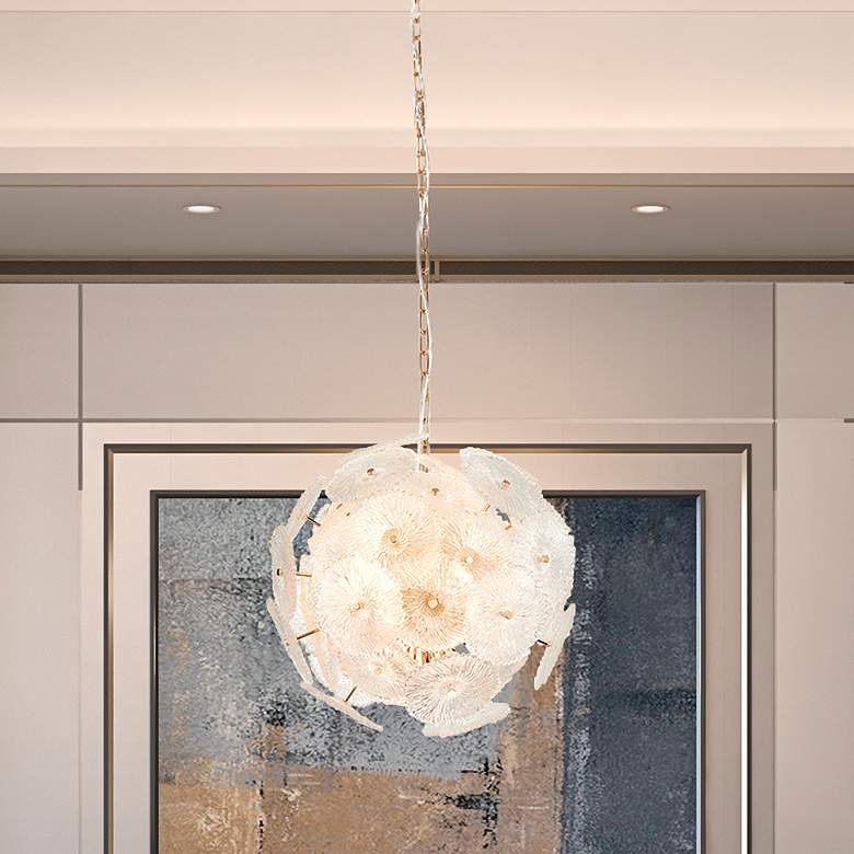 Image 1 Bloom 19.5" Wide 18-Light Brass Chandelier With Clear Glass Shade
