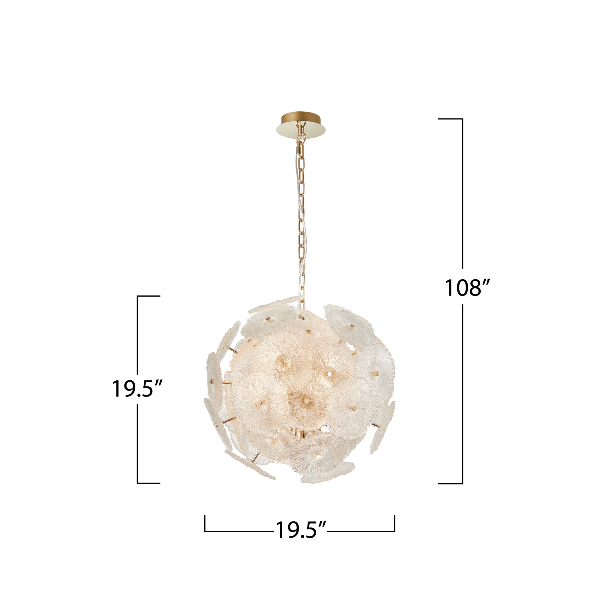 Bloom 19.5" Wide 18-Light Brass Chandelier With Clear Glass Shade