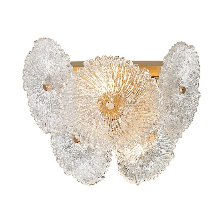 Image 2 Bloom 9" High 2-Light Brass Wall Sconce With Clear Glass Shade