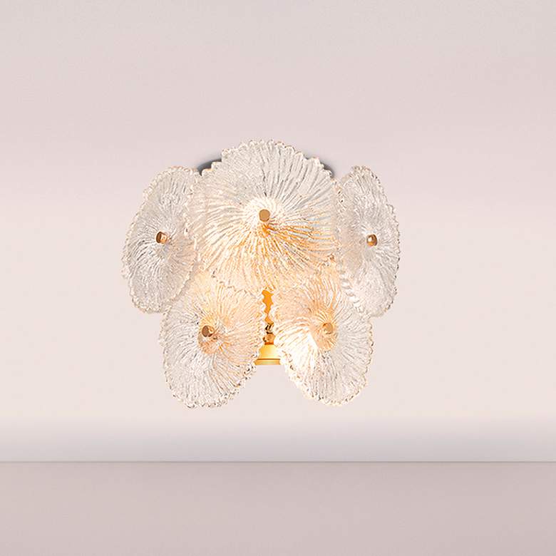 Image 1 Bloom 9" High 2-Light Brass Wall Sconce With Clear Glass Shade