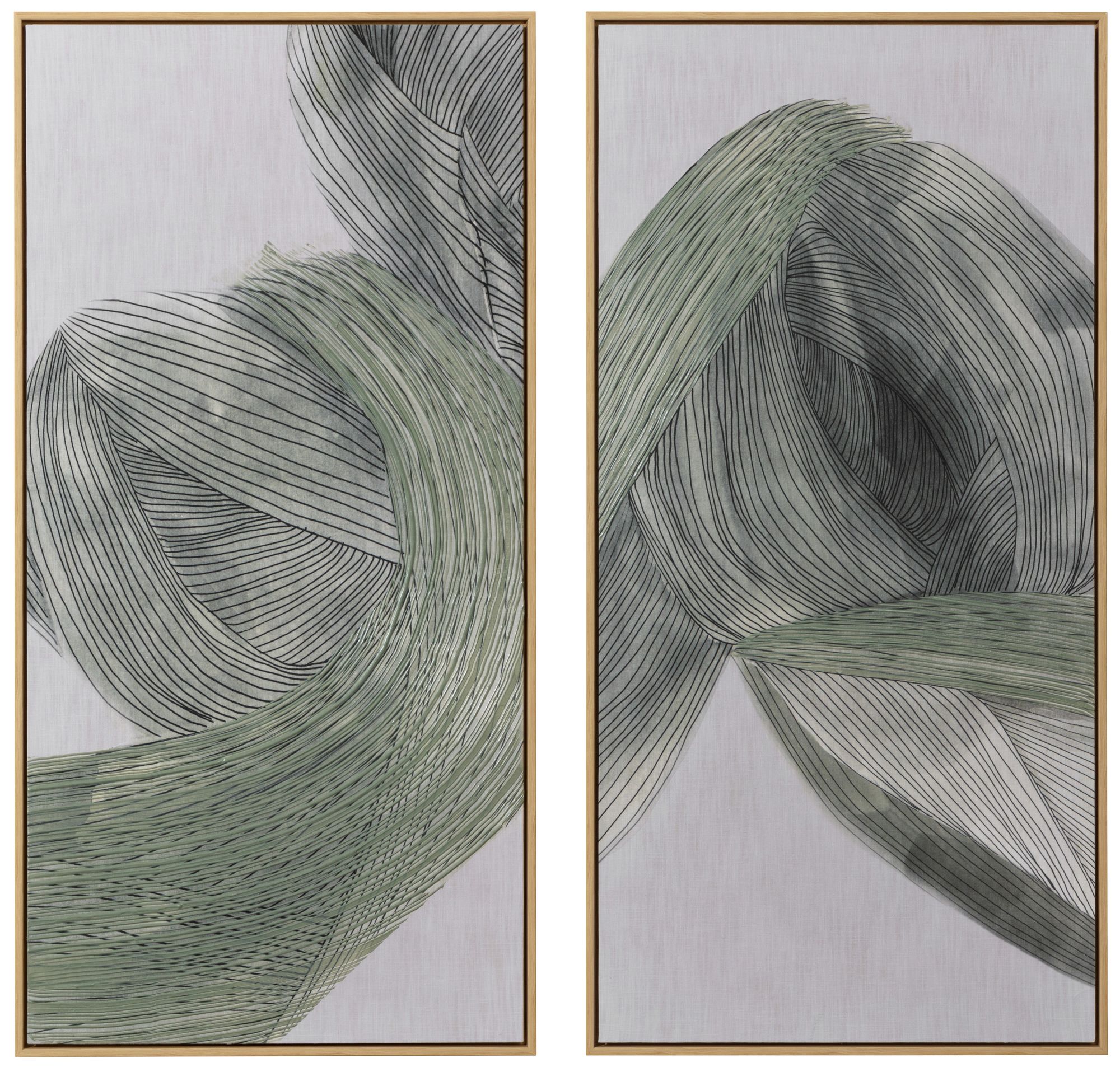 Image 2 Bloom And Flow (Set Of 2) - 30" X 60" - Natural Floater Frame more views