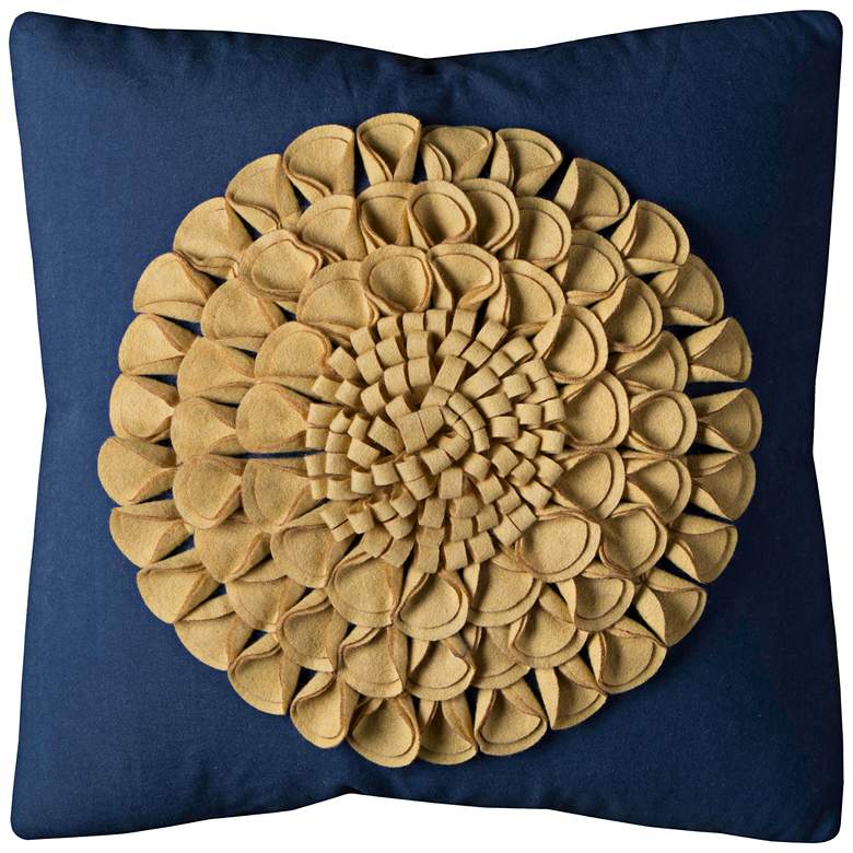 Image 1 Bloom Brown Floral Motif 20" Square Applique Throw Pillow