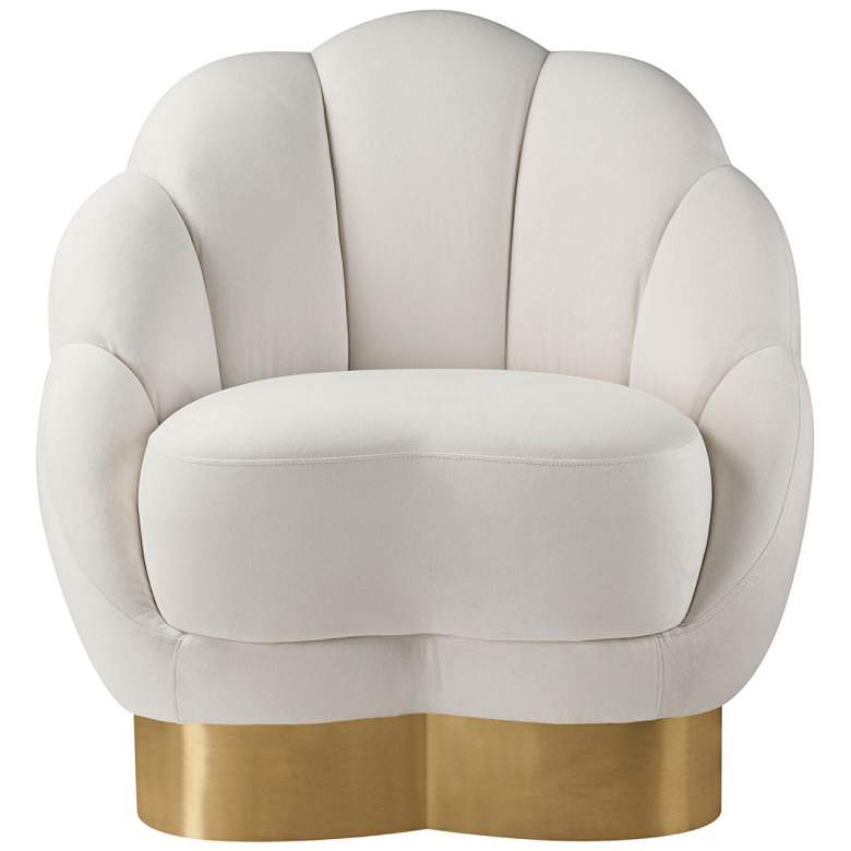 Image 1 Bloom Cream Velvet Channel Tufted Accent Chair
