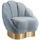 Bloom Sea Blue Velvet Channel Tufted Accent Chair