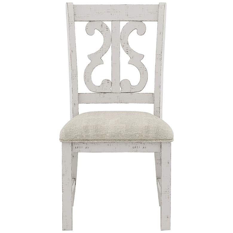 Image 3 Bloombury Gray Fabric and White Wood Dining Chair