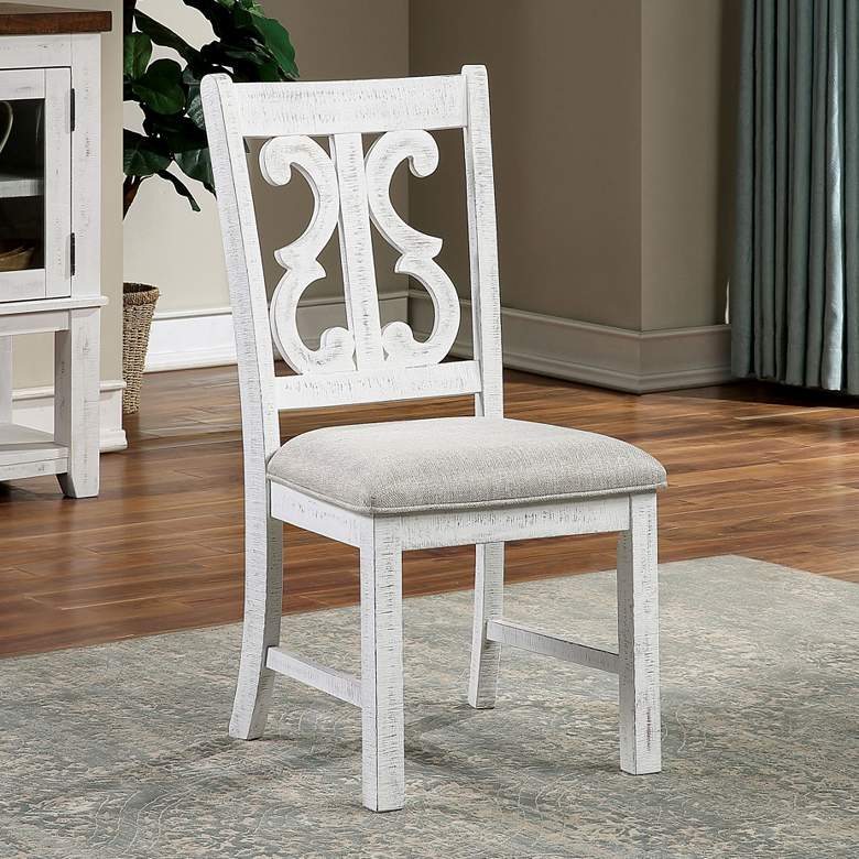 Image 1 Bloombury Gray Fabric and White Wood Dining Chair
