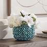 1_Bloomer 7 1/2" Wide Blue Floral Decorative Vase