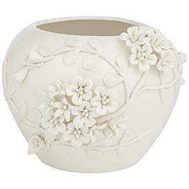 Image2 of Bloomer 8 3/4" Wide White Glazed Floral Decorative Vase