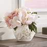 1_Bloomer 8 3/4" Wide White Glazed Floral Decorative Vase