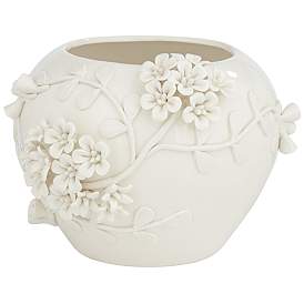 Image5 of Bloomer 8 3/4" Wide White Glazed Floral Decorative Vase more views