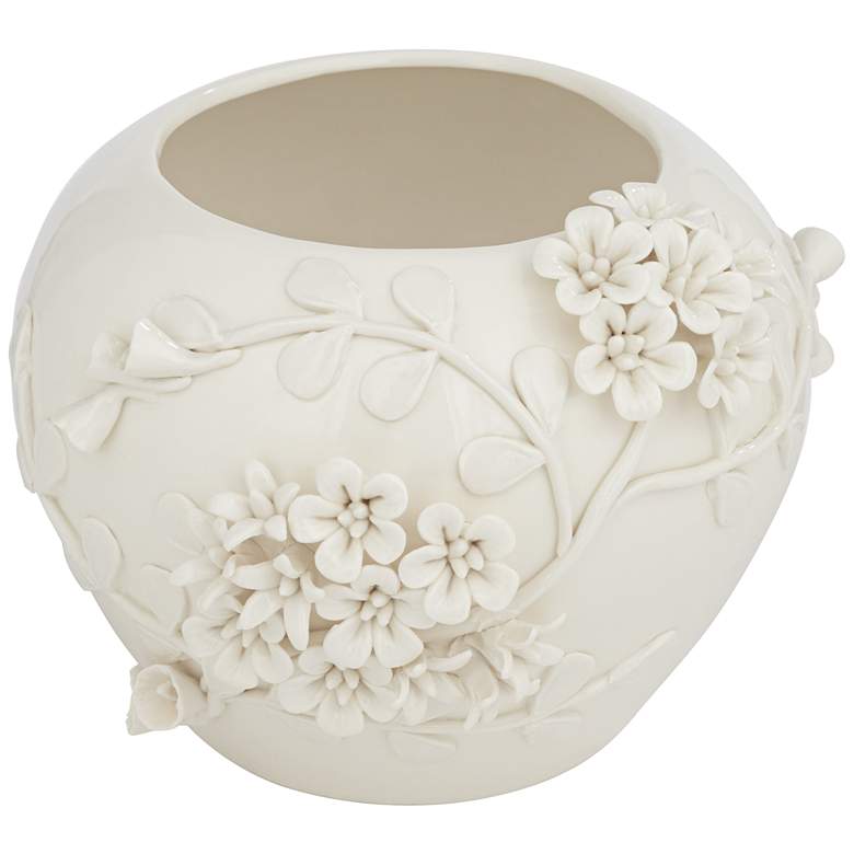 Image 6 Bloomer 8 3/4" Wide White Glazed Floral Decorative Vase more views