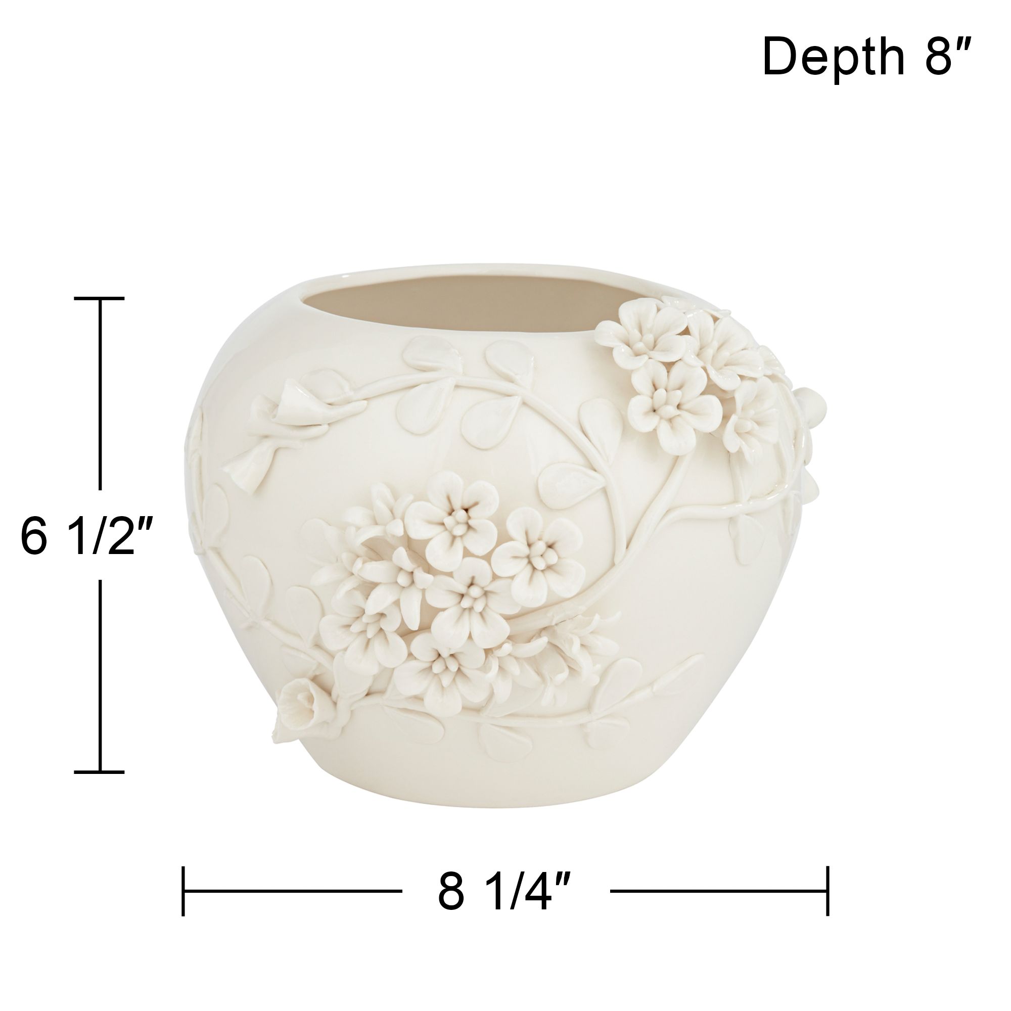 Bloomer 8 3/4" Wide White Glazed Floral Decorative Vase