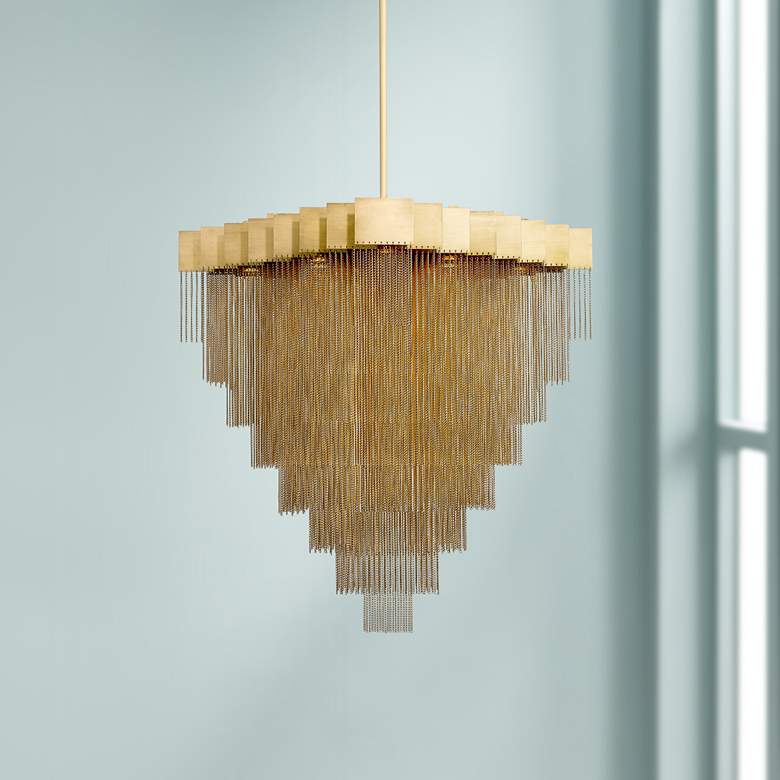 Image 1 Bloomfield 31" Wide Antique Brush Gold LED Pendant Light
