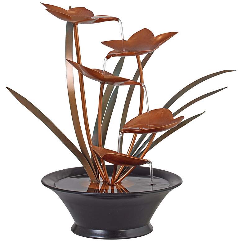 Bloomfield Copper Flower 13&quot; High Tabletop Fountain more views