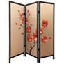 Blooming 60" Wide Red Poppy 3-Panel Screen/Room Divider