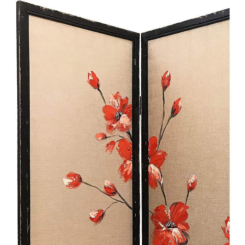 Image 3 Blooming 60" Wide Red Poppy 3-Panel Screen/Room Divider more views