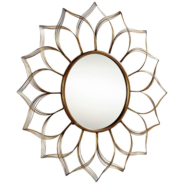 Image 1 Blooming Beauty Aged Gold 16 3/4 inch Round Wall Mirror