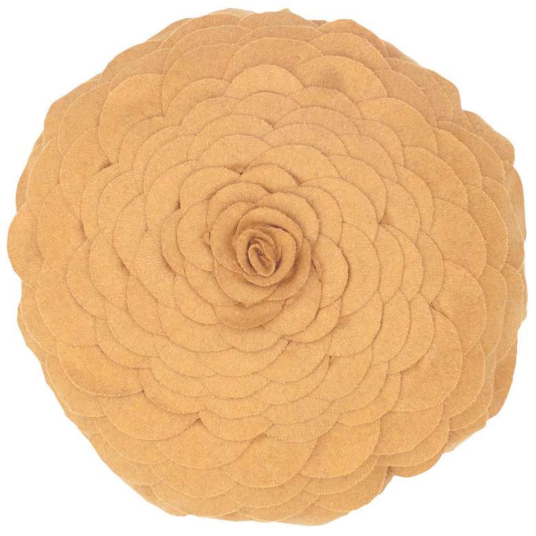 Image 1 Blooming Flower 14 inch Round Gold Throw Pillow
