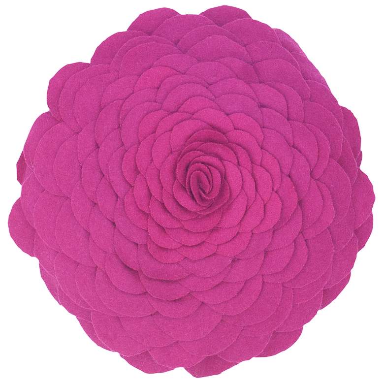 Image 1 Blooming Flower 14 inch Round Magenta Throw Pillow
