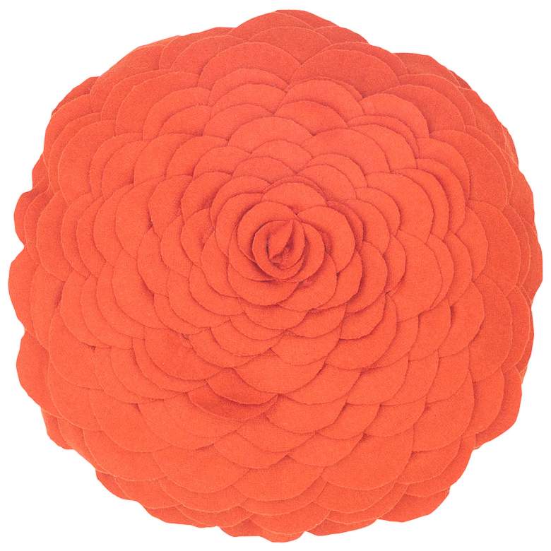 Image 1 Blooming Flower 14 inch Round Orange Throw Pillow