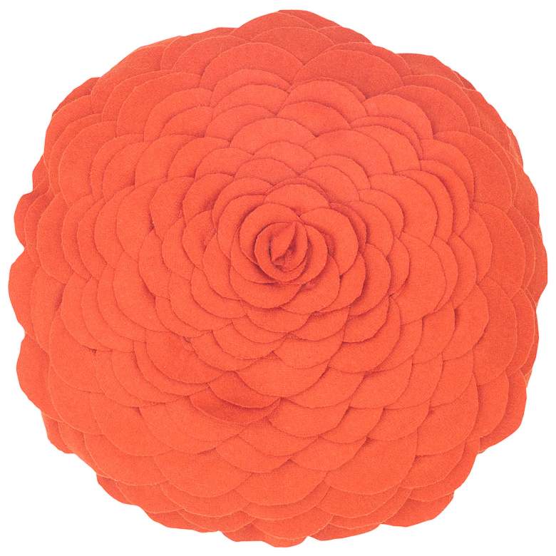 Image 1 Blooming Flower 14" Round Orange Throw Pillow