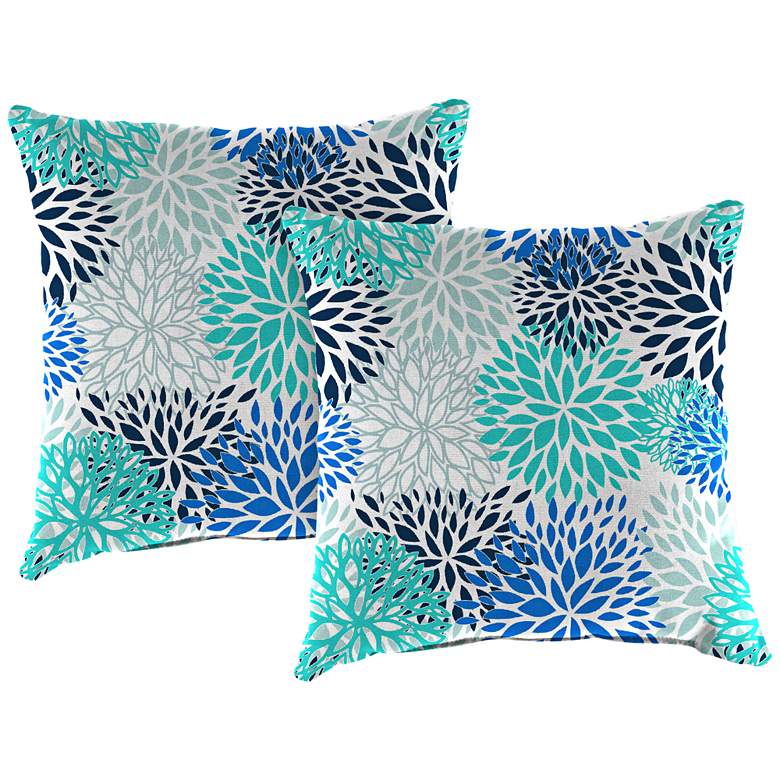 Image 1 Blooms Blue Vista 18" Square Outdoor Toss Pillow Set of 2
