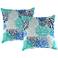 Blooms Blue Vista 18" Square Outdoor Toss Pillow Set of 2
